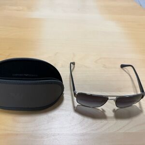 Emporio Armani Black and Silver Sunglasses with Case